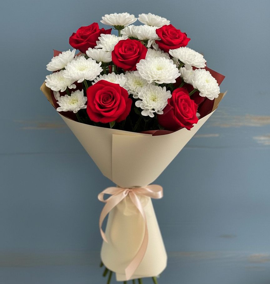 Букет цветов из: Розы и Хризантемы в Домбаровский