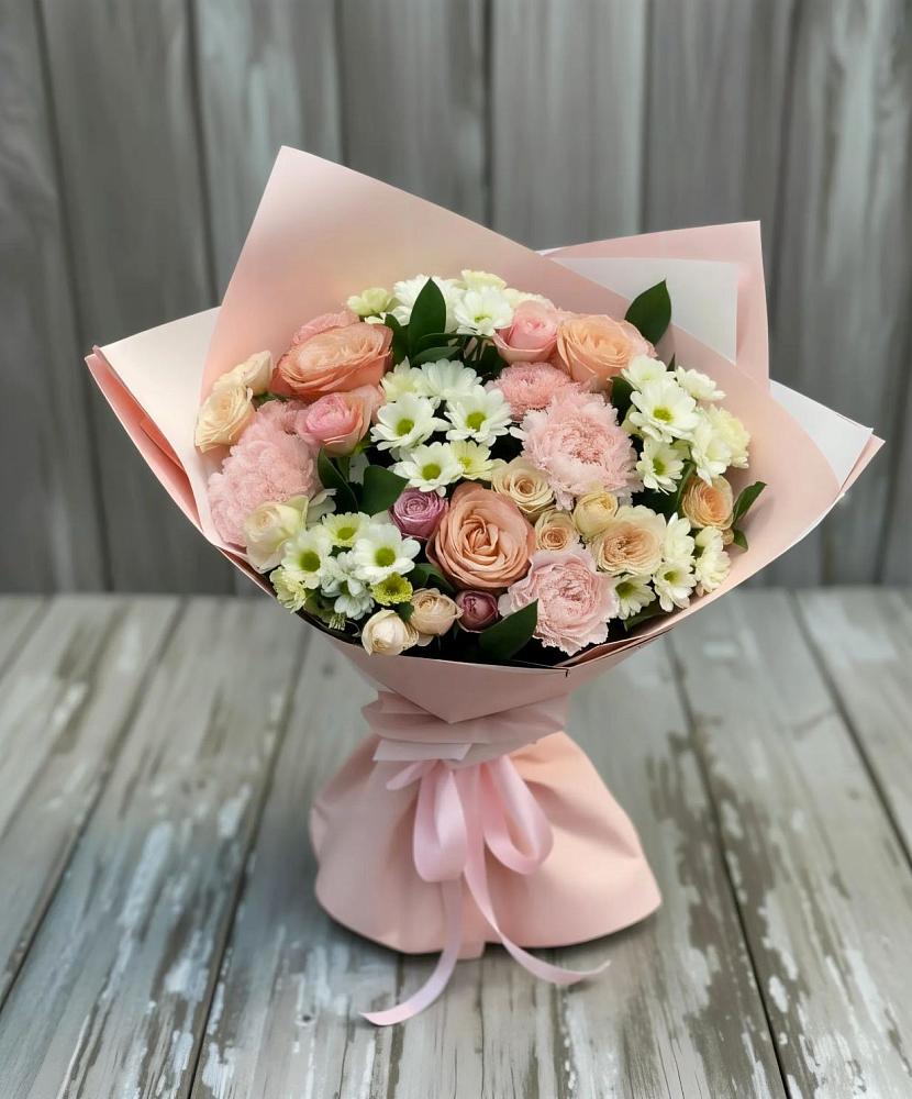 Букет цветов из: Гвоздики, Розы и Хризантемы в Домбаровский