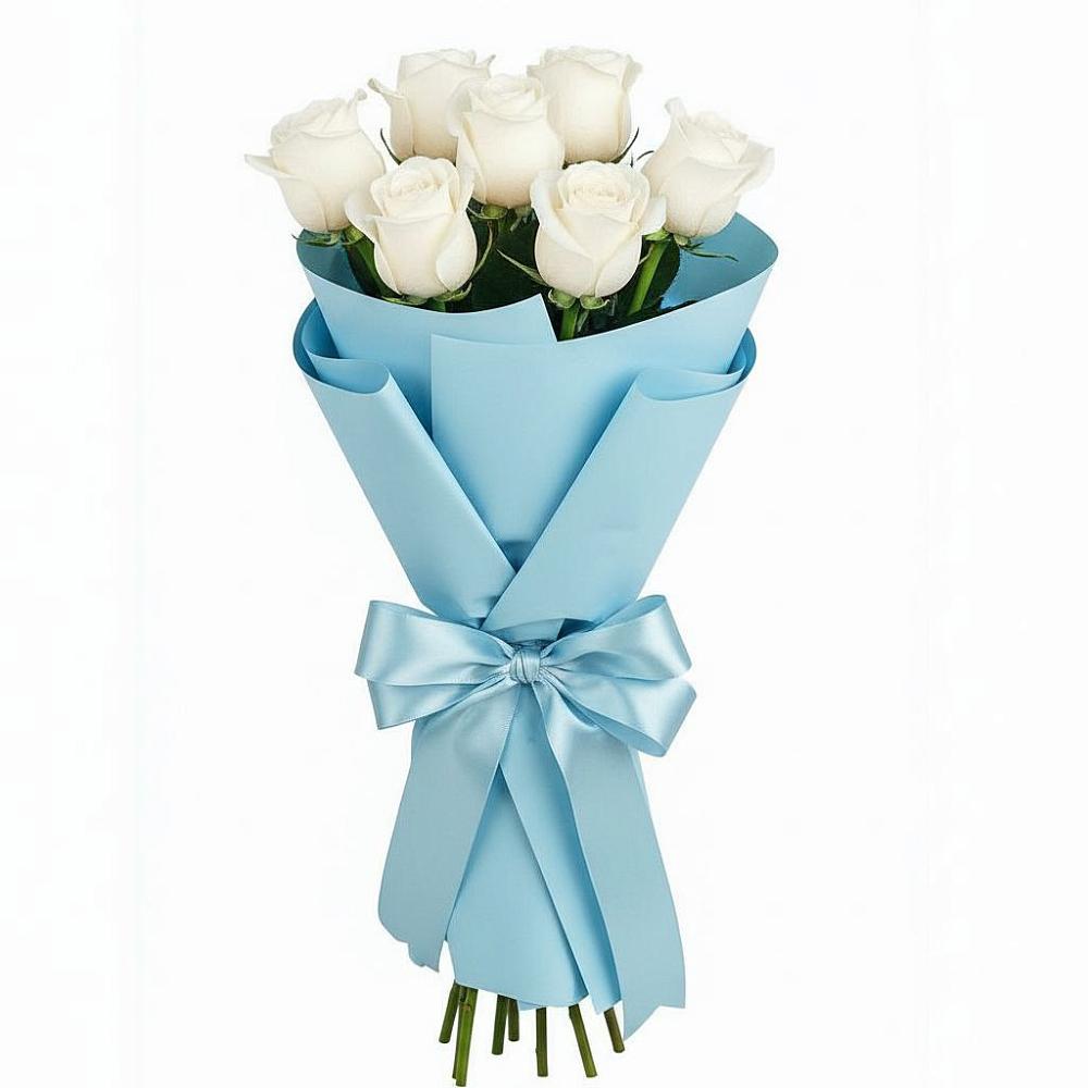 Букет 7 белых роз Проуд в Домбаровский