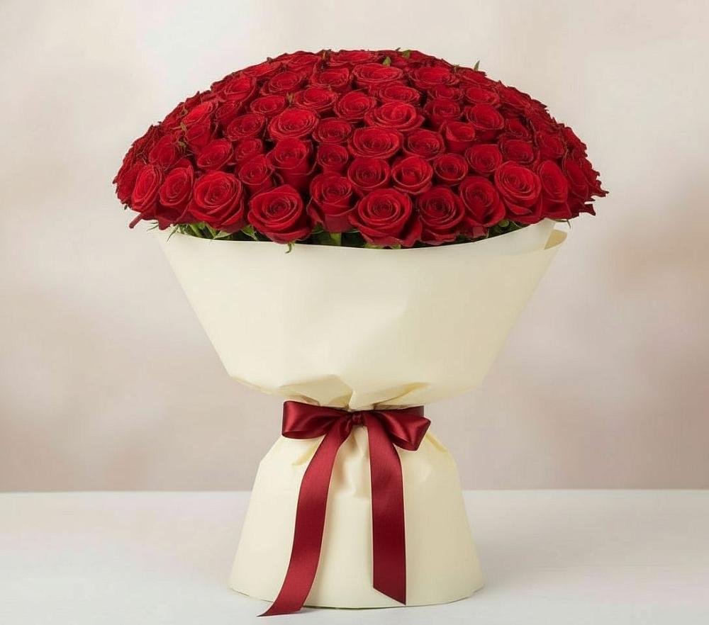Букет 101 Красная роза Милано в Домбаровский