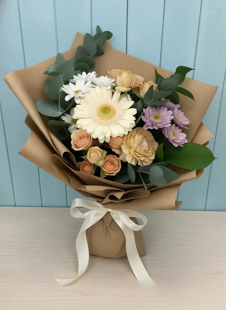 Букет цветов из: Герберы и Хризантемы в Домбаровский