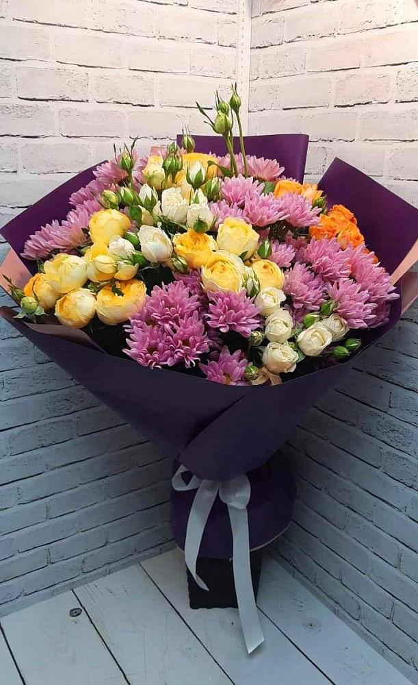 Букет цветов из: Хризантемы и Розы в Домбаровский
