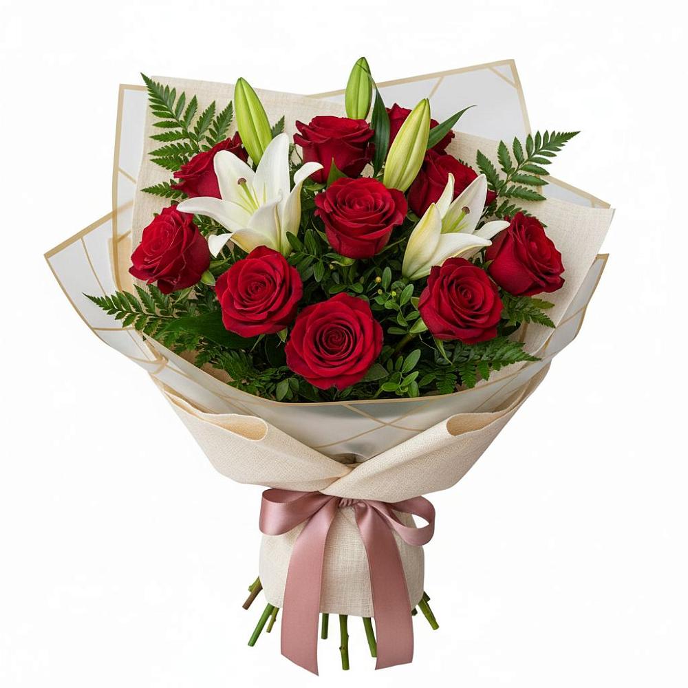 Букет цветов из: Лилии и Розы в Домбаровский