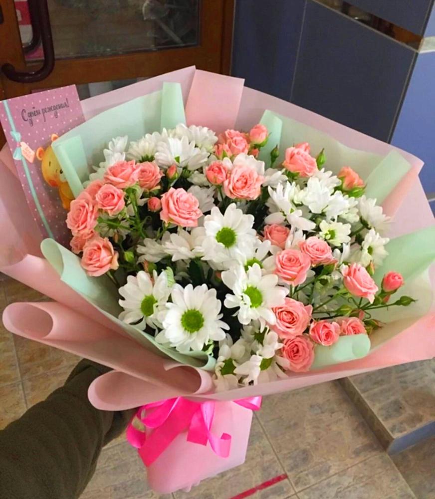 Букет цветов из: Розы и Хризантемы в Домбаровский