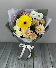 Букет цветов из:  Розы, Герберы и Хризантемы в Домбаровский