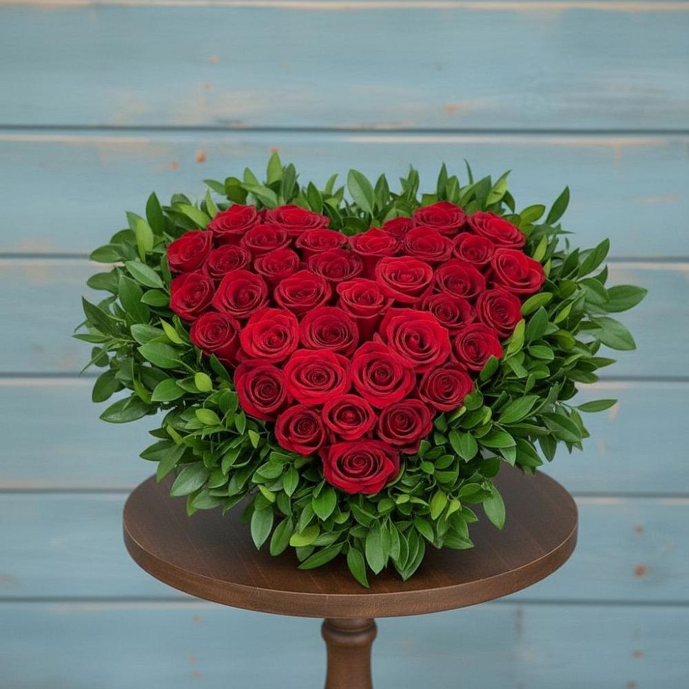 Цветочная композиция из Розы в виде сердца в Домбаровский