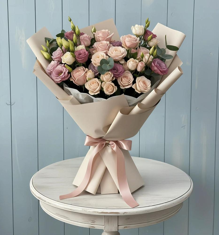 Букет цветов из: Розы и Лизиантусы в Домбаровский