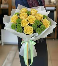 Букет цветов из:  Хризантемы и Розы в Домбаровский
