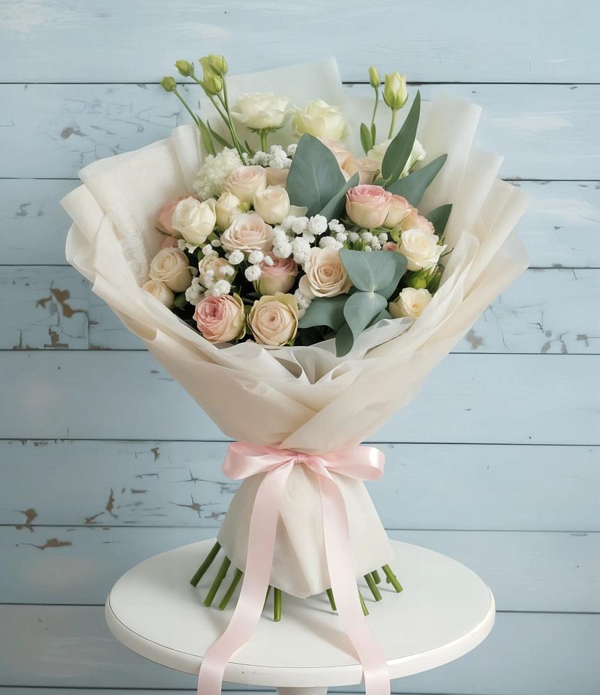 Букет цветов из: Розы и Лизиантусы в Домбаровский