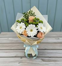 Букет цветов из:  Герберы, Розы и Хризантемы в Домбаровский