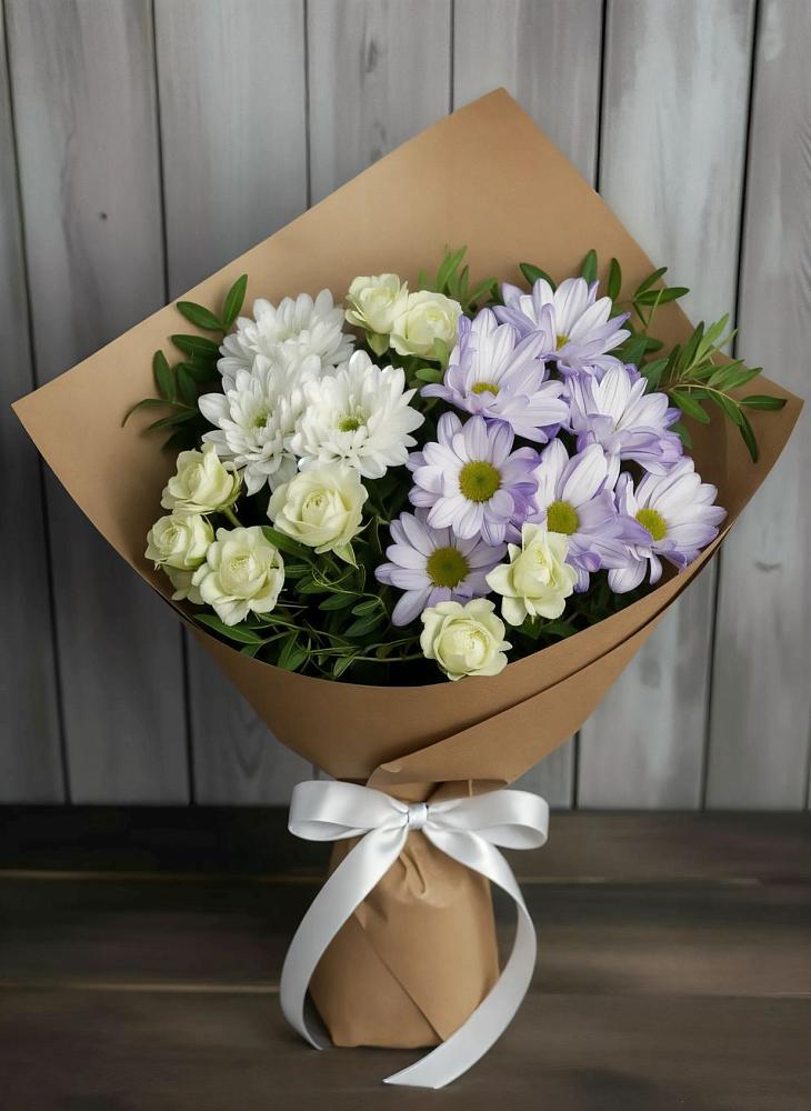 Букет цветов из: Хризантемы и Розы в Домбаровский