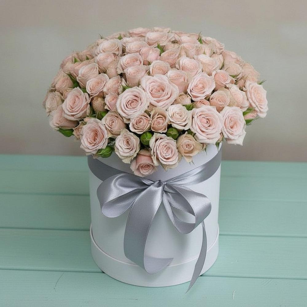 Цветочная композиция из Розы в шляпной коробке в Домбаровский